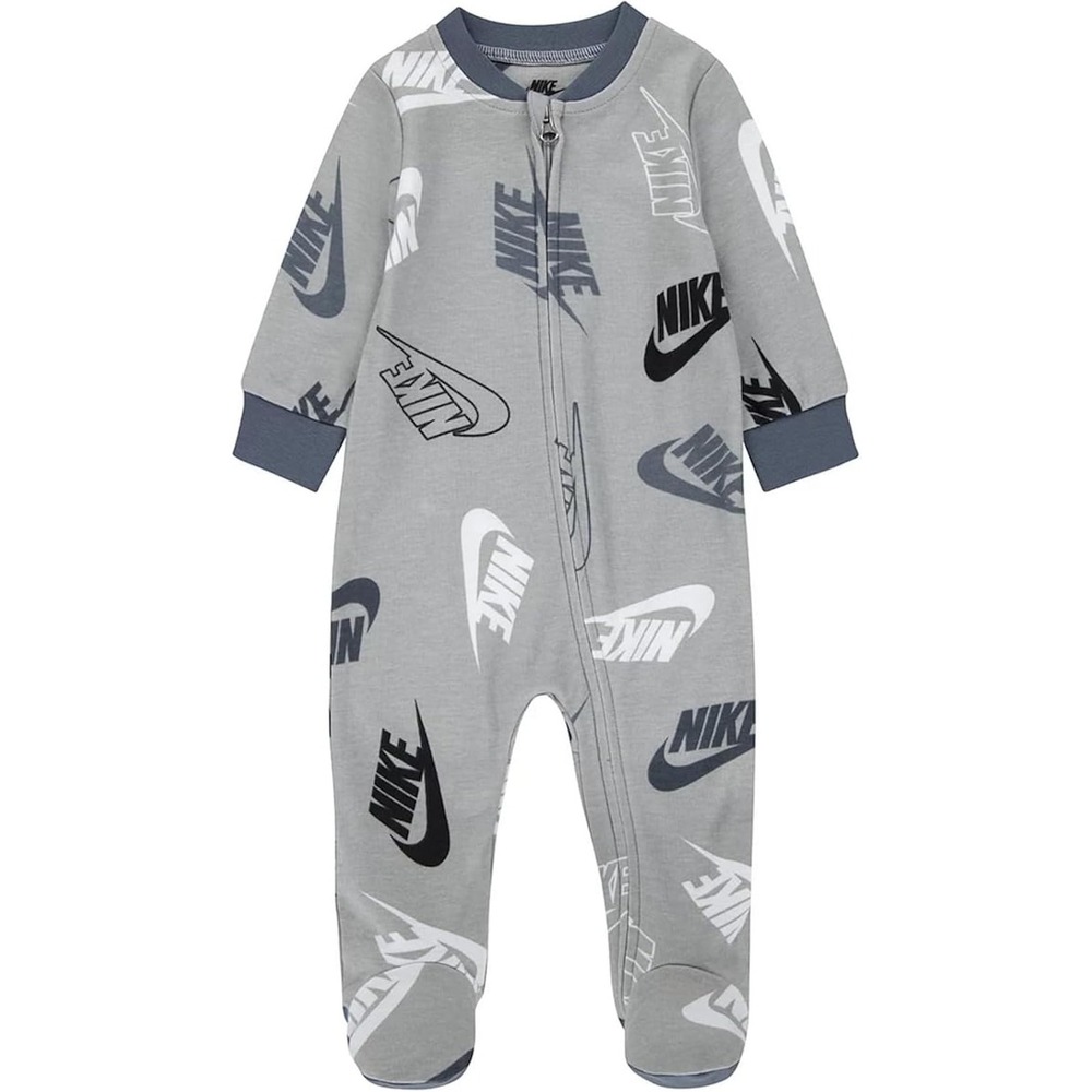 Nike Sportsball Romper Infant Grey New Long Sleeve Footed Coverall 66H546G-112
